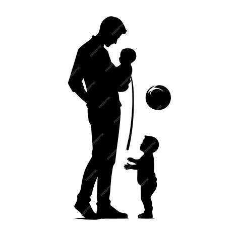 Father And Son Happy Fathers Day Silhouette Vector Premium Ai