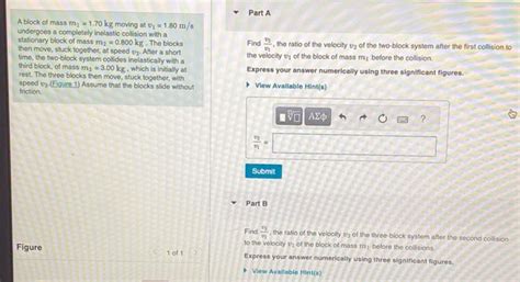 Solved A Block Of Mass M1 1 70 Kg Moving At V1 1 80 M S