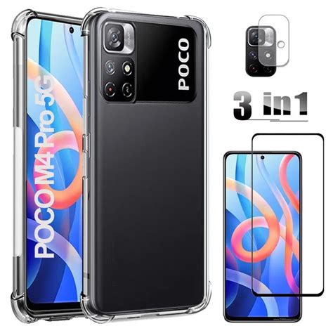 Silicona Fundas Poco M4 Pro 5G Funda Cristal Templado Para Poco X3 Pro