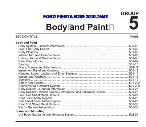 Ford Fiesta 2008 Body Repair Manual Pdf For Free