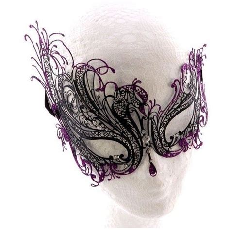 Metal Filigree Masquerade Mask With Purple Liked On Polyvore Featuring