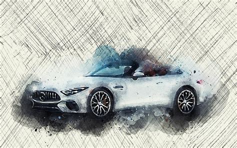 Mercedes Amg Sl Matic Cars Drawing By Ola Kunde Fine Art America