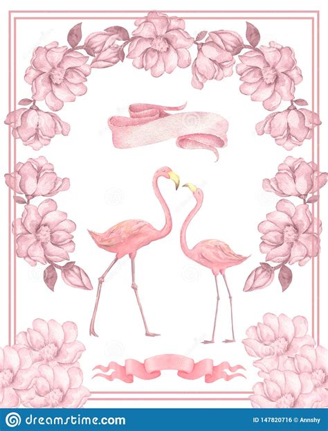 Flamingohochzeitseinladung Gru Karte Mit Rosa Flamingos Sch Ne