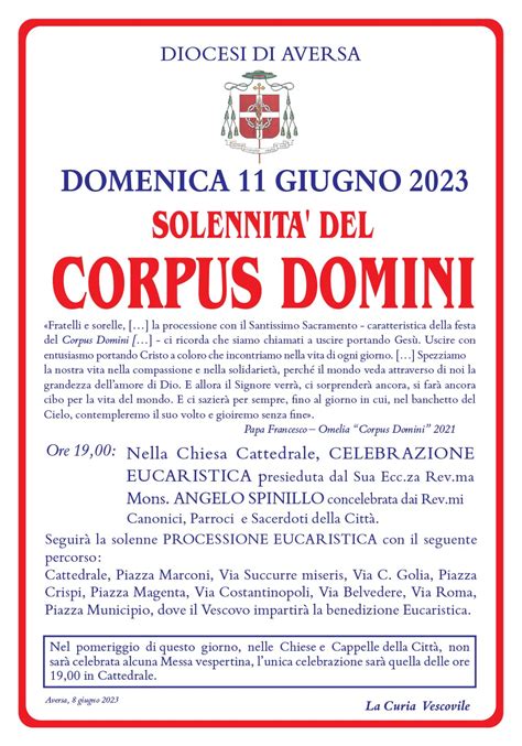 Giugno Solennit Del Corpus Domini Diocesi Di Aversa