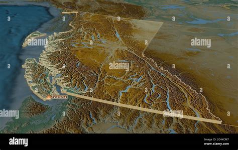 Zoom In On British Columbia Province Of Canada Extruded Oblique