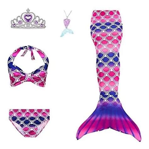 Set 5 Sirena Cola Y Bikini Niñas Traje De Baño Con Monoaleta Envío gratis