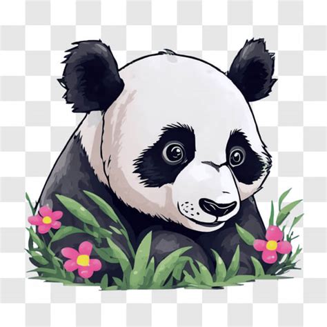 Baixe Lindo Urso Panda Na Natureza Flores Cor De Rosa Cartoons