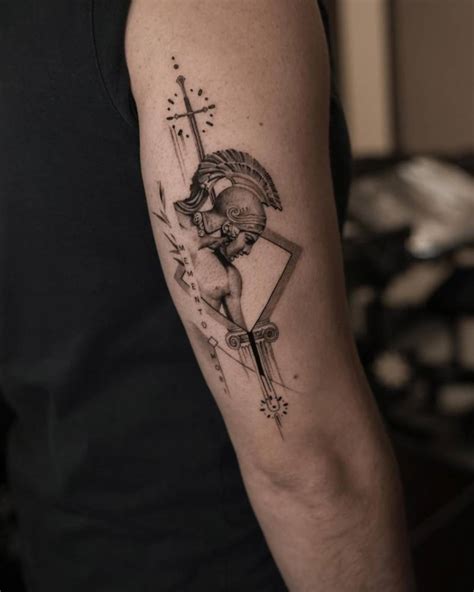 Micro Realistic Style Achilles Tattoo Located On The