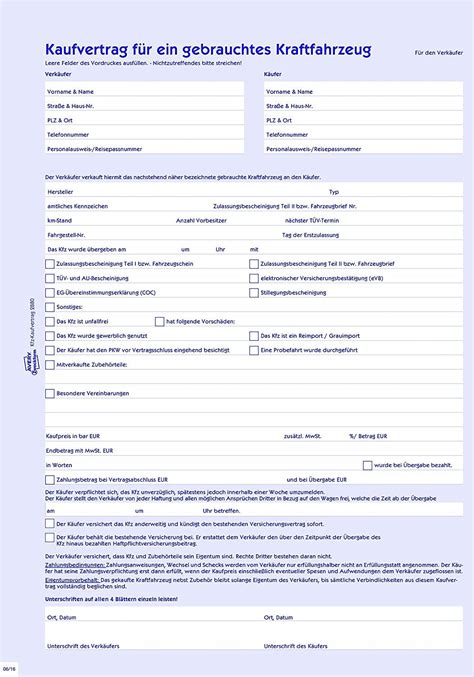 AVERY Zweckform 2880 Kaufvertrag Zum Privaten Kfz Verkauf Eines