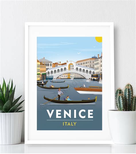 Venice Italy Poster Print Travel Poster Vintage Print Etsy