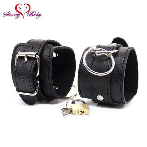 Black Faux Leather Handcuffs Sex Bondage Restraints Sex Products Ankle