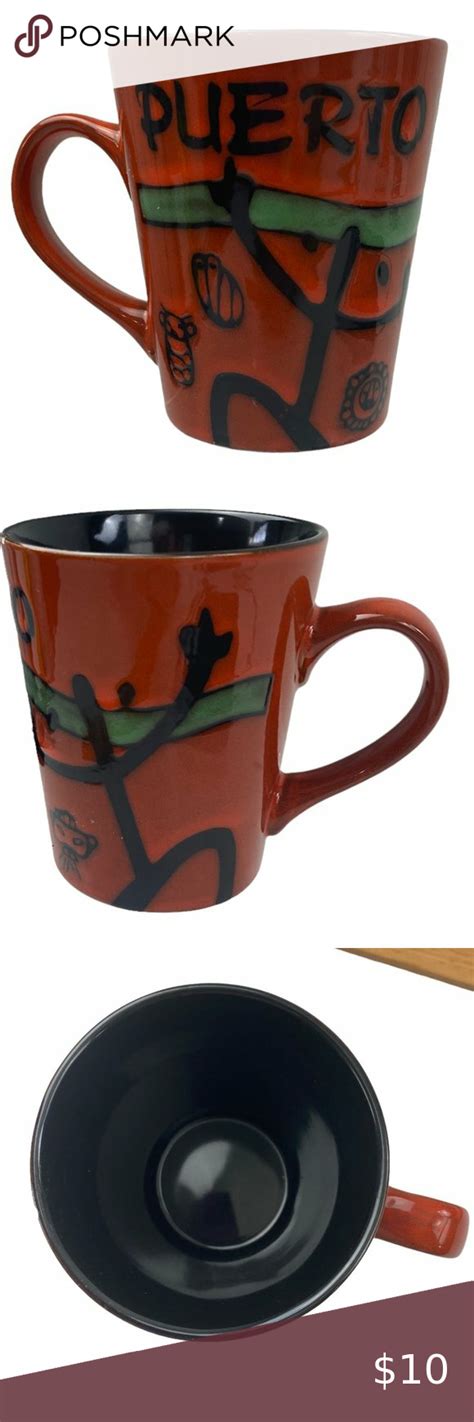 Puerto Rico Orange And Green Ceramic Souvenir Coffee Mug Oz Green