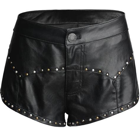 Black Pu Leather Shorts Sexy Rivet Mid Waist Shorts Punk Women Hot Shorts Shorts Aliexpress