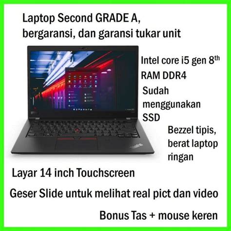 Jual Laptop Kerja Murah Lenovo Thinkpad T480 Intel Core I5 8250u 14