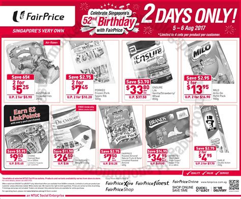 Ntuc Fairprice National Day Promotion 05 06 August 2017 ~ Supermarket Promotions