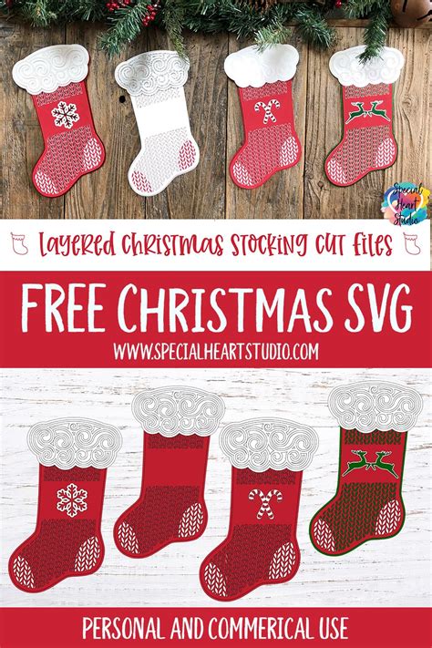 Free Layered Christmas Stocking Cut File In SVG And DXF Formats