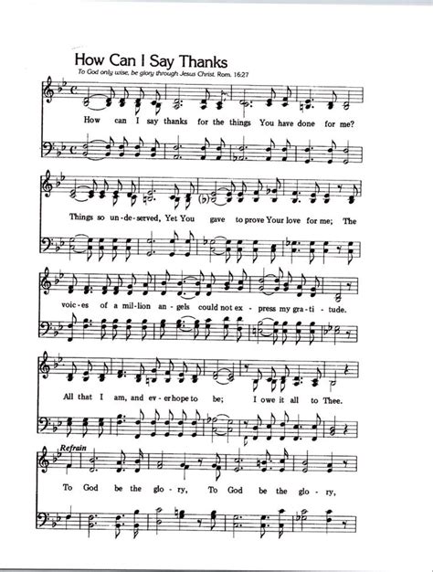 How Can I Say Thanks Digital Hymn Tune Sheet Music With Lyrics Key Of B Flat Etsy Sheet