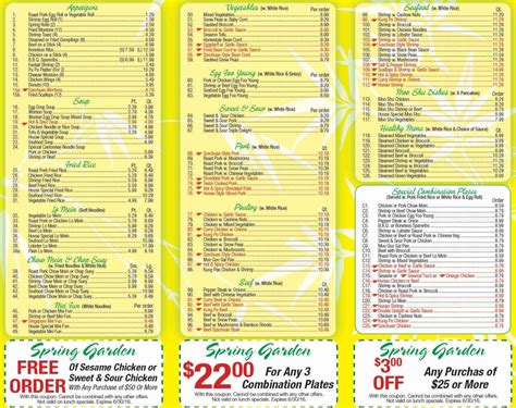 New Garden Chinese Menu