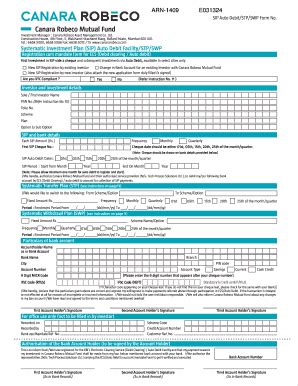 Fillable Online Sip Auto Debit Stp Swp Form No Canara Robeco Fax Email