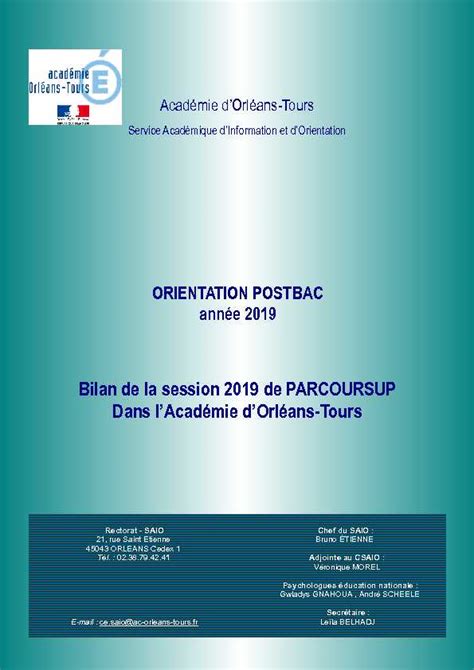 Pdf Bilan De La Session De Parcoursup Dans Lacad Mie D