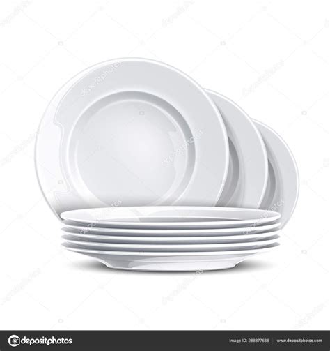 Vector Realistic Stack Of Clean Plate White Mockup Stock Vector Image By ©irinabelokrylova