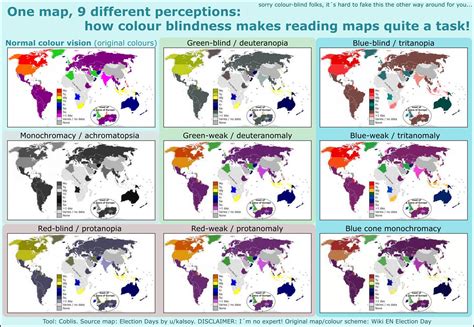 Through The Eyes Of A Colour Blind Simulating How Their World Maps Are Coloured 4003x2763 Oc