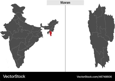 Map Of Mizoram State India Royalty Free Vector Image