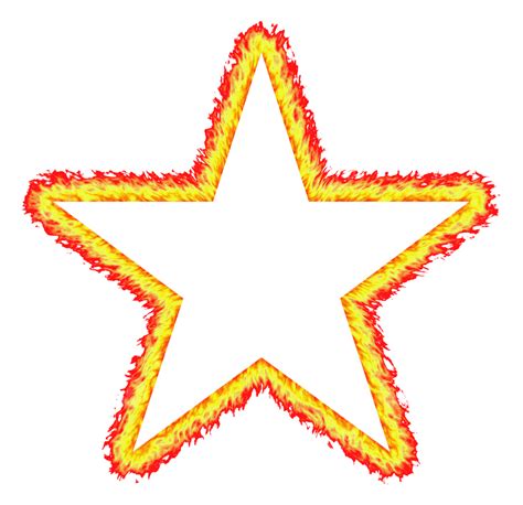 Fiery Outlined Star Blazing Fire Ray Flames Png Transparent Image