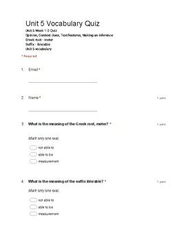 Th Grade Fl Benchmark Vocabulary Quiz By Marisa Trice Tpt