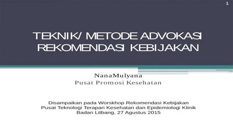 Pdf Teknik Metode Advokasi Rekomendasi Kebijakan Fileteknik Metode