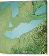 Lake Erie Topographic Map D Render Color Digital Art By Frank Ramspott