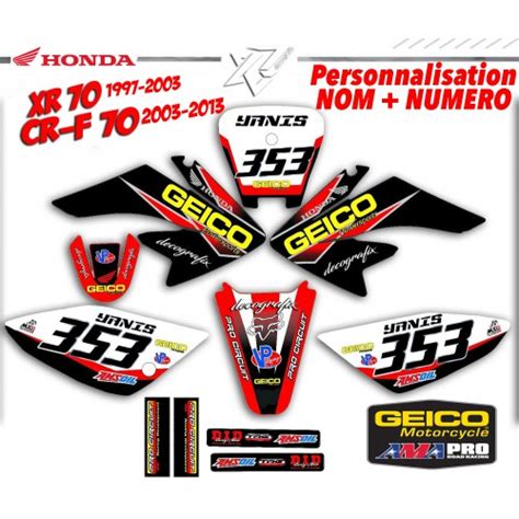 Decografix fr kit déco honda HONDA XR CRF 70 TEAM GEICO Kit deco