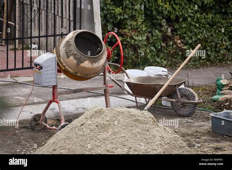 Concrete Mixer Spinning Stock Photo Alamy