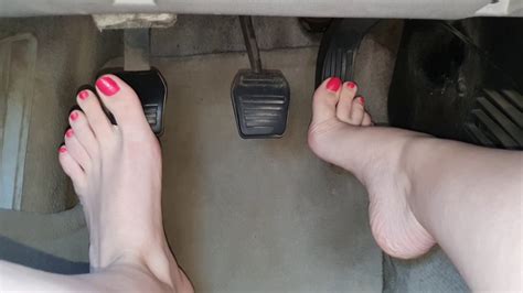 Pedal Pumping And Driving Barefeet With Red Toe Nails Preview Youtube