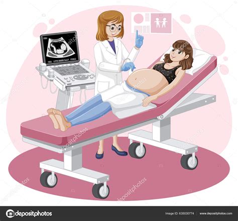 Doctor Doing Ultrasound Scan Pregnant Woman Illustration Stock Vector