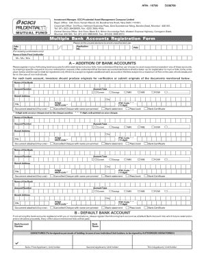 Icici Mf Multiple Bank Registration Form Fill Online Printable