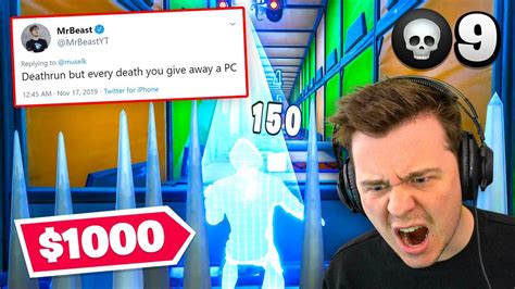 So Mrbeast Challenged Me 1 Death Giveaway 1000 Youtube