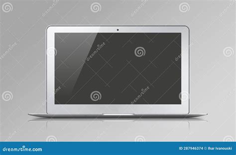 Grey Laptop with a Blank Black Screen on Grey Stock Photo - Image of ...