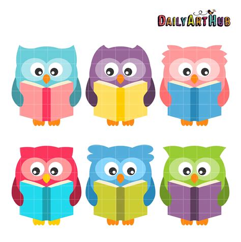 Reading Owls Clip Art Set – Daily Art Hub // Graphics, Alphabets & SVG