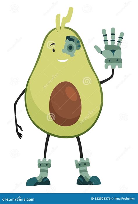 Avocado Character With Happy Emotions Cheerful Vegetable Person