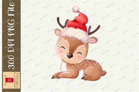 Christmas Cute Baby Reindeer By Zemira Thehungryjpeg