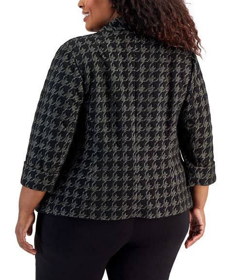 Kasper Plus Size Houndstooth 3 4 Sleeve Blazer Macys