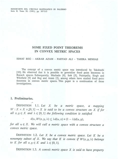 Pdf Some Fixed Point Theorems In Convex Metric Spaces