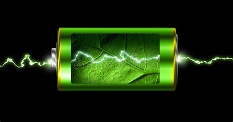 Opened Green Energy Battery Power Spark Stock Illustration