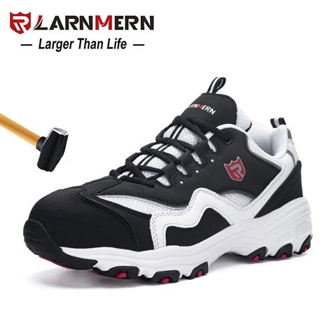 Larnmern Mens Safety Shoes Work Shoe Steel Toe Comfortable Lightweight