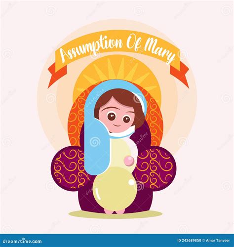 Assumption Of Mary Day Vector Illustration Greeting God Angel Virgin Mary Maria Drawing