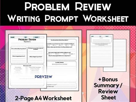 Problem Review Sheet Teaching Resources