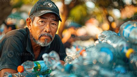 Hombre Clasificaci N El Plastico Botellas Para Reciclaje Foto