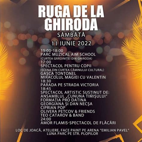 Zi de Rugă la Ghiroda Vezi ce evenimente sunt programate