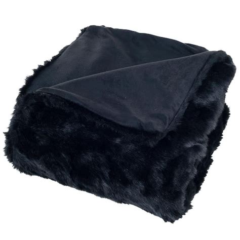 Black Soft Plush Luxury Long Haired Faux Fur Throw Blanket 796429rlo The Home Depot